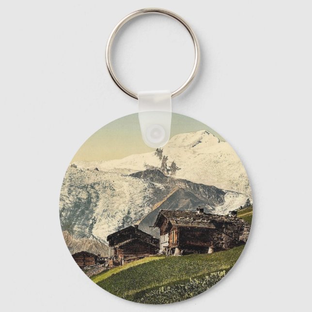 Saas Fee, Bergblick, Wallis, Alpen of, Schweiz Schlüsselanhänger (Vorderseite)