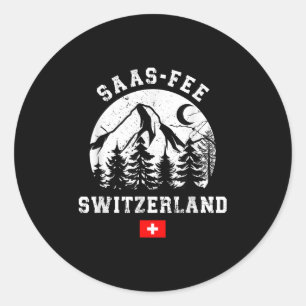 Saas-fee Schweiz Skigebiet Alpen Alpin-Ski Runder Aufkleber