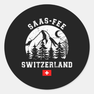 SaaS-fee Schweiz Skigebiet Alpen Alpinski Runder Aufkleber