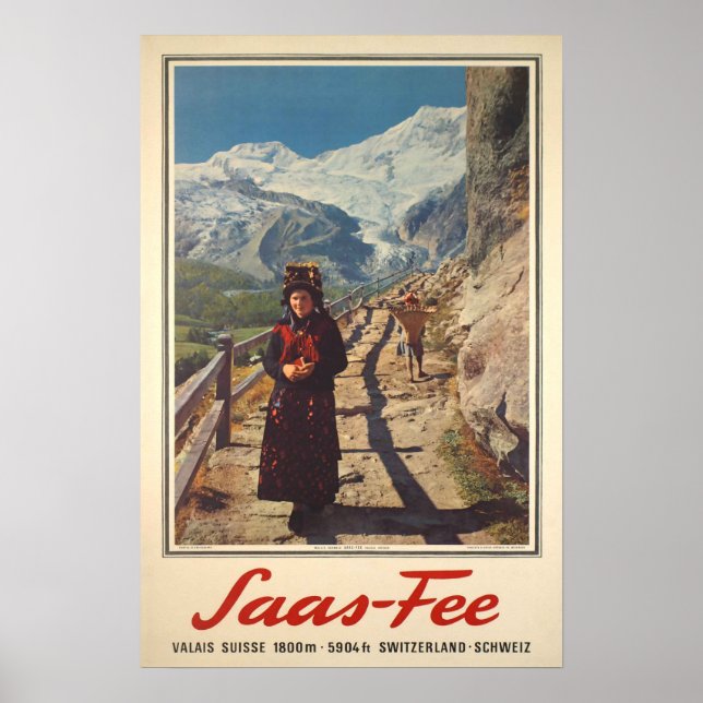 Saas Fee, Wallis, Schweiz, Skiposter Poster (Vorne)