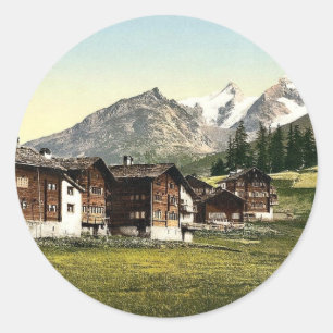 Saas Gebühr, Sennhutten, Wallis, Alpen von, die Runder Aufkleber