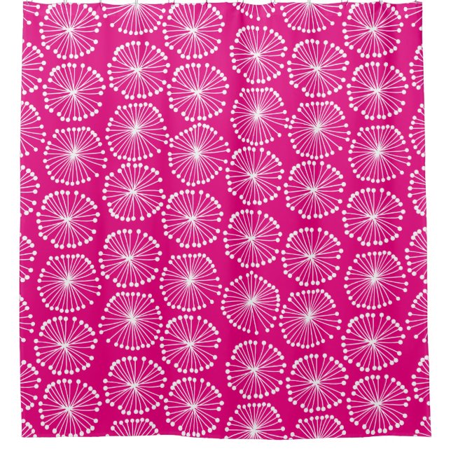 Saatköpfe - weiß auf Hot Pink e5007a Duschvorhang (Vorderseite)