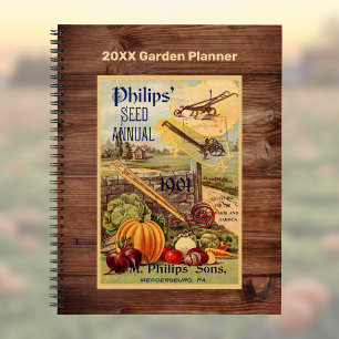 Saatpackfarm Katalog Vintag Art w Imitats Holz Notizbuch
