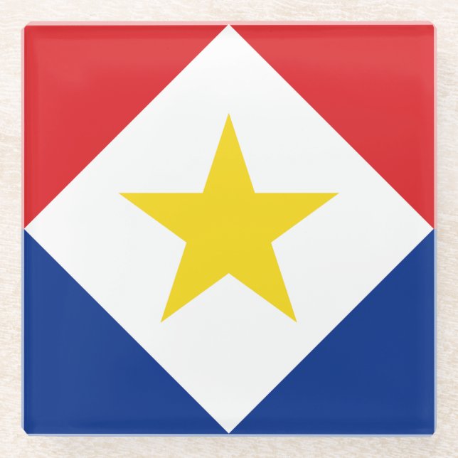 Saba-Flagge Glasuntersetzer (Vorderseite)