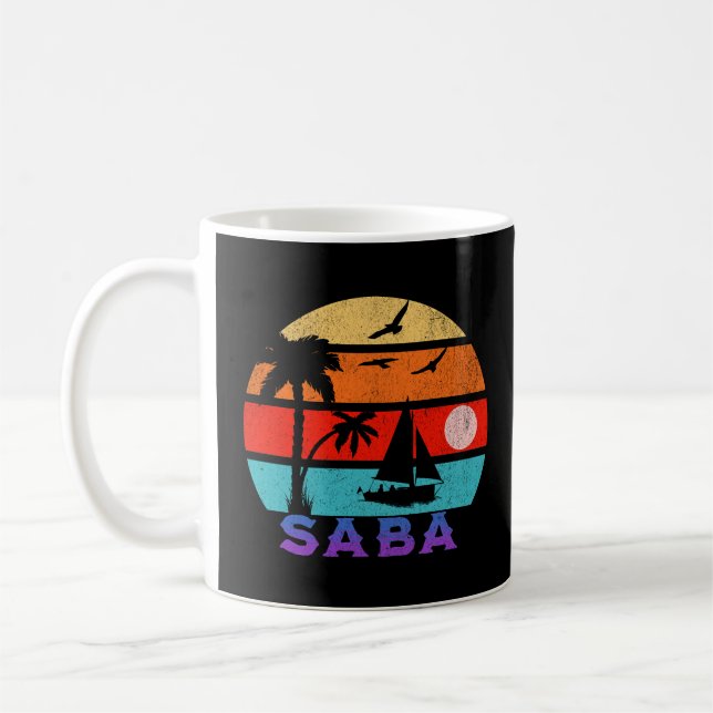 Saba Retro Sunset Ocean Großvater Kaffeetasse (Links)