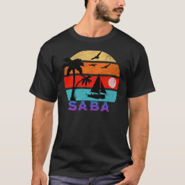 Saba Retro Sunset Ocean Großvater T - Shirt