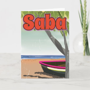 Saba Vintage Reiseplakat. Feiertagskarte