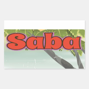 Saba Vintage Reiseplakat. Rechteckiger Aufkleber