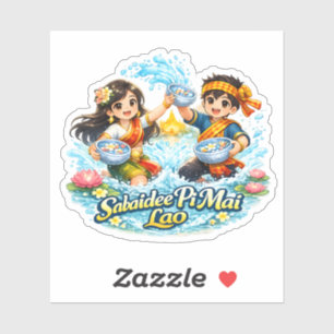 Sabaidee Pi Mai Lao – Lao Neujahrs-Wasserfest Aufkleber
