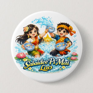 Sabaidee Pi Mai Lao – Lao Neujahrs-Wasserfest Button