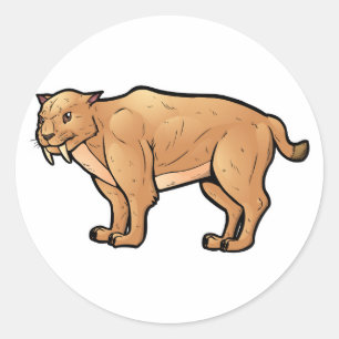 Säbel-gezahnte Katze Runder Aufkleber