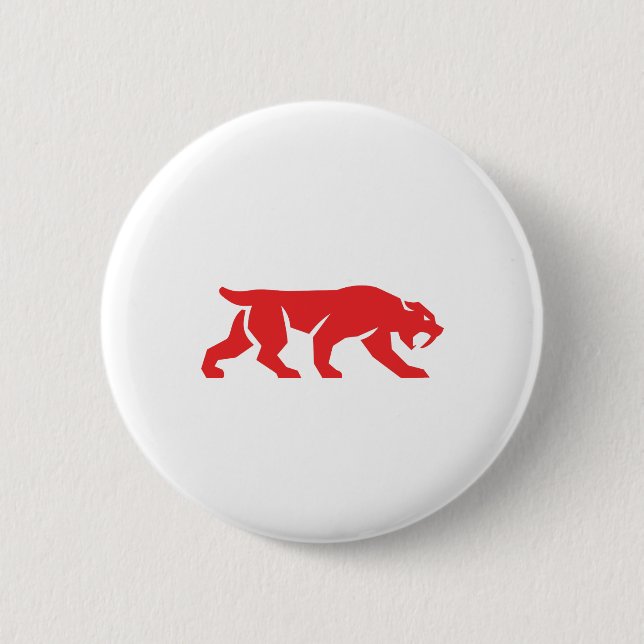 Säbel-Zahn-Tiger-Katzen-Silhouette Retro Button (Vorderseite)