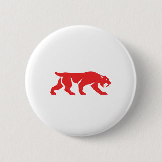 Säbel-Zahn-Tiger-Katzen-Silhouette Retro Button