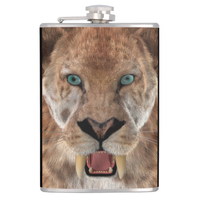 Säbeltoothed Ttiger oder Smilodon Flachmann (Vorderseite)