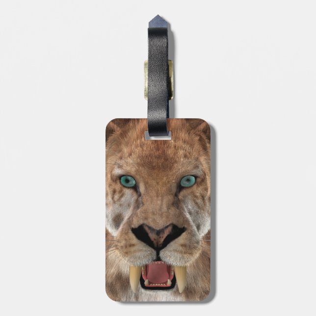 Säbeltoothed Ttiger oder Smilodon Gepäckanhänger (Rückseite vertikal)
