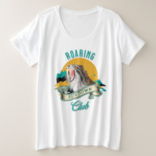 Säbelzahn-Tiger Brüllender-Sonnenuntergangs-Club Große Größe T-Shirt
