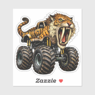 Säbelzahn-Tiger-Gelände-Monstertruck Aufkleber