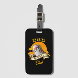 Säbelzahn-Tiger Retro-Sonnenuntergangs-Abenteuercl Gepäckanhänger