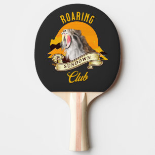 Säbelzahn-Tiger Retro-Sonnenuntergangs-Abenteuercl Tischtennis Schläger