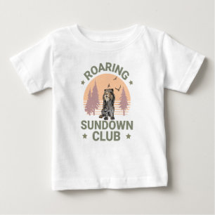 Säbelzahn-Tiger Retro Wald Sonnenuntergang Club Baby T-shirt