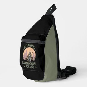 Säbelzahn-Tiger Retro-Wald-Sonnenuntergangs-Club Crossbody Bag
