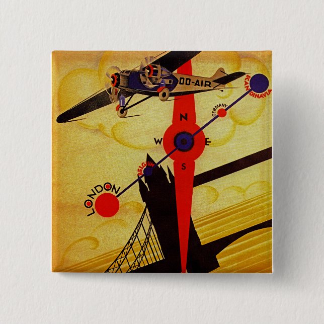 Sabena Art Deco Compass Button (Vorderseite)