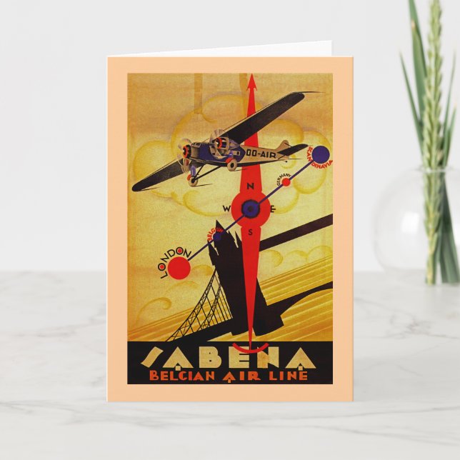 Sabena Art Deco Compass Karte (Vorderseite)