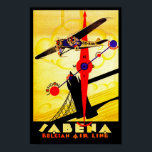 Sabena Art Deco Compass Poster<br><div class="desc">Vintages Flugplakat für die mittlerweile nicht mehr funktionierende belgische Fluggesellschaft Sabena, das ein Propeller-Flugzeug zeigt, das über die Londoner Tower Bridge fliegt, mit einem Kompass und einem Routenplan-Design, die alle im brillanten Art Deko Stil ausgeführt werden.</div>