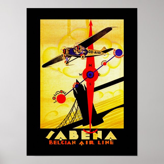 Sabena Art Deco Compass Poster (Vorne)