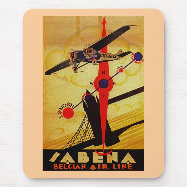 Sabena-Kunst-Deko-Kompass Mousepad (Vorne)