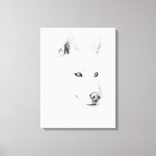 Saber A Siberian Husky Zeichne Art Blue Eyes Leinwanddruck (Vorderseite)