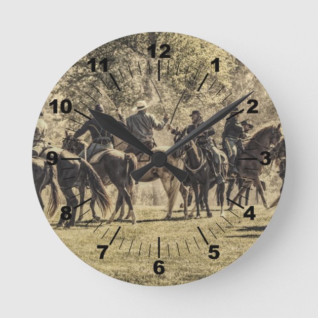Saber Battle Runde Wanduhr (Vorderseite)