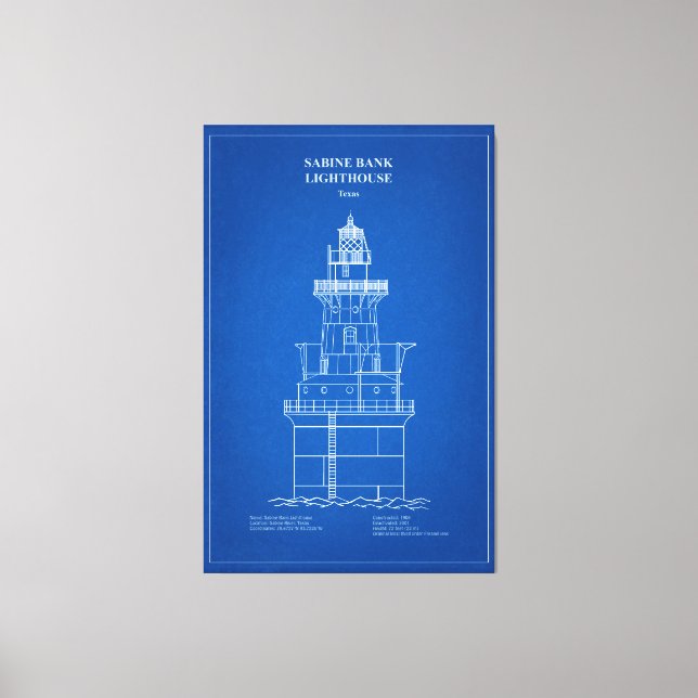 Sabine Bank Lighthouse - Texas - AD Leinwanddruck (Vorderseite)