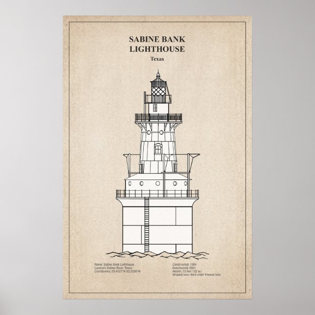 Sabine Bank Lighthouse - Texas - SBD Poster (Vorne)