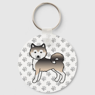 Sable Alaskan Malamute Süßer Cartoon-Hund & Pfoten Schlüsselanhänger