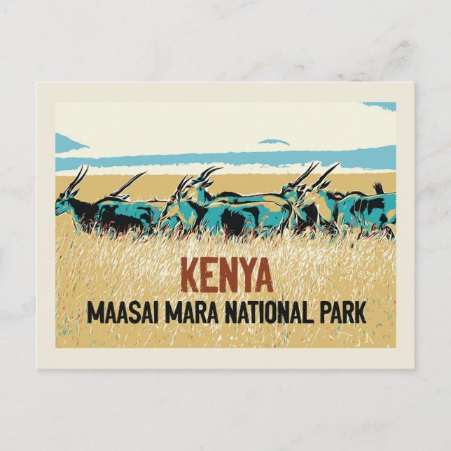 Sable-Antilope Kenya, Maasai Mara National Park Postkarte (Vorderseite)