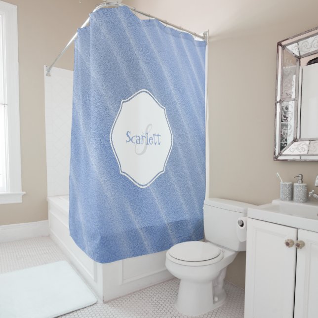 Sable Bleu Ripples Douche personnalisée rideau (En situation)