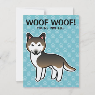 Sable Cartoon Siberian Husky Einladung