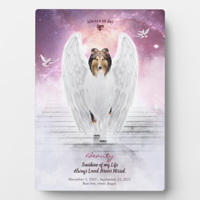 Sable Collie Angel in Heaven - Foto zur Erinnerung Fotoplatte (Vorderseite)