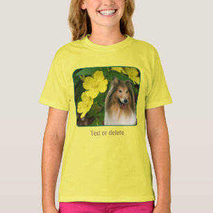 Sable Collie Gelbe Primel Hund Kunst  T-Shirt