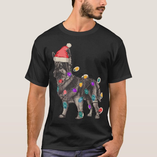 SABLE DEUTSCHE SCHEPHERDE MIT SANTA CLAUS HAT CHRI T-Shirt (Vorderseite)