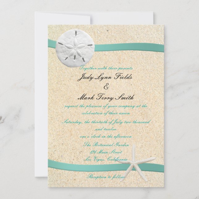 Sable Dollar Beach Mariage Invitation (Devant)
