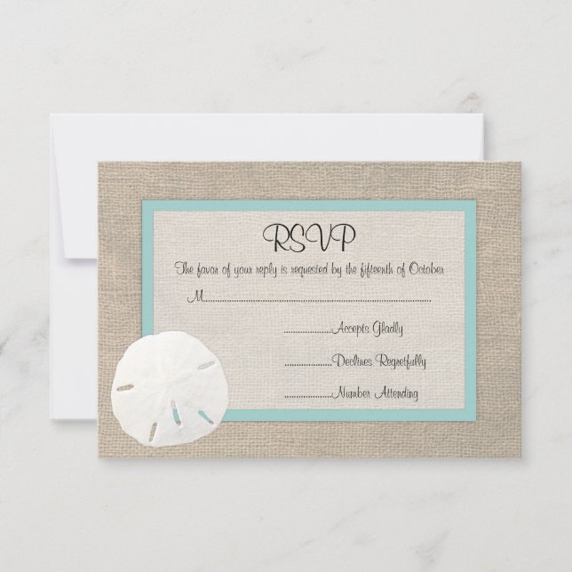 Sable Dollar Beach Wedding Carte RSVP (Devant)