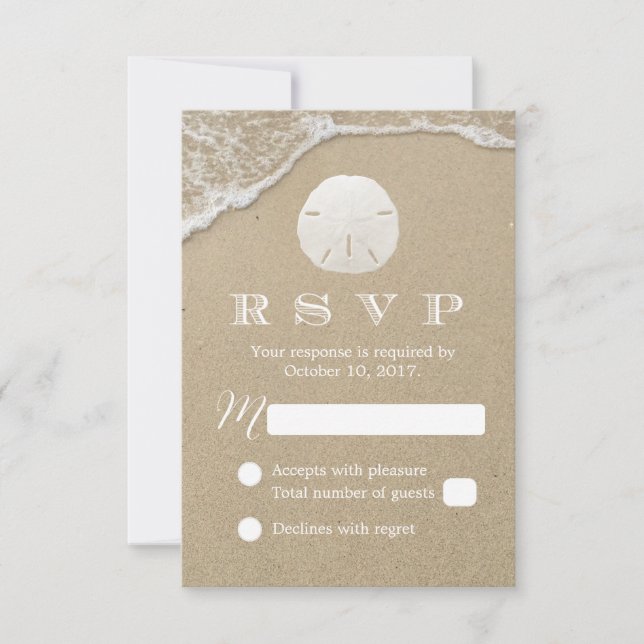 Sable Dollar Beach Wedding Réponse RSVP (Devant)