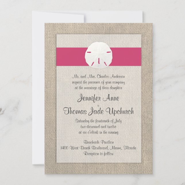 Sable Dollar Look Beach Wedding Invitation (Devant)