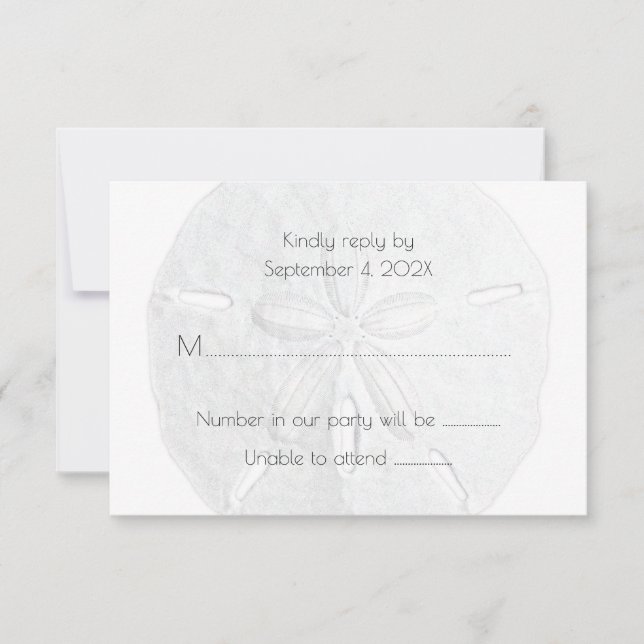 Sable Dollar RSVP Simple Neutre Plage Mariage (Devant)