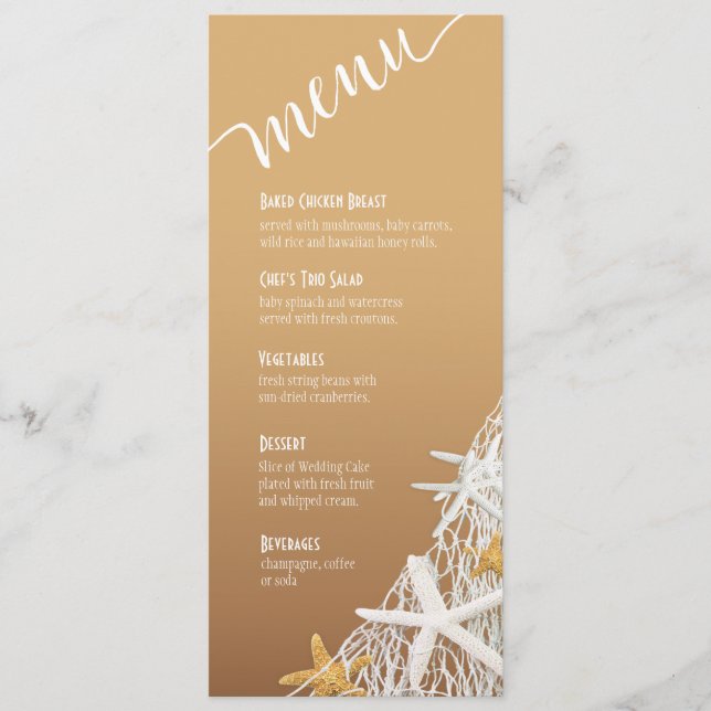Sable du menu | de mariage de plage de fabrication (Devant)