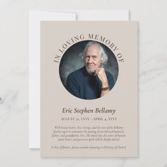 Sable Élégant Et Brown Dans Le Faire-part Mémoire  (Devant)