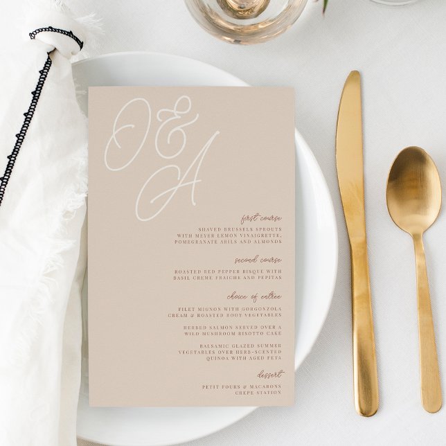 Sable | Menu Mariage de monogramme de filigrane de (Créateur téléchargé)