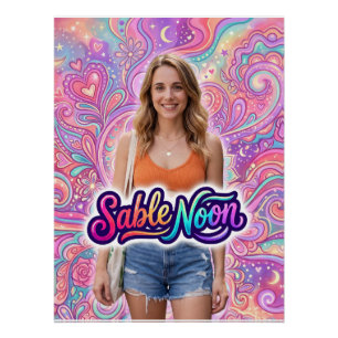 Sable Noon Beauty Pose #1 mit farbenfrohem Hinterg Poster